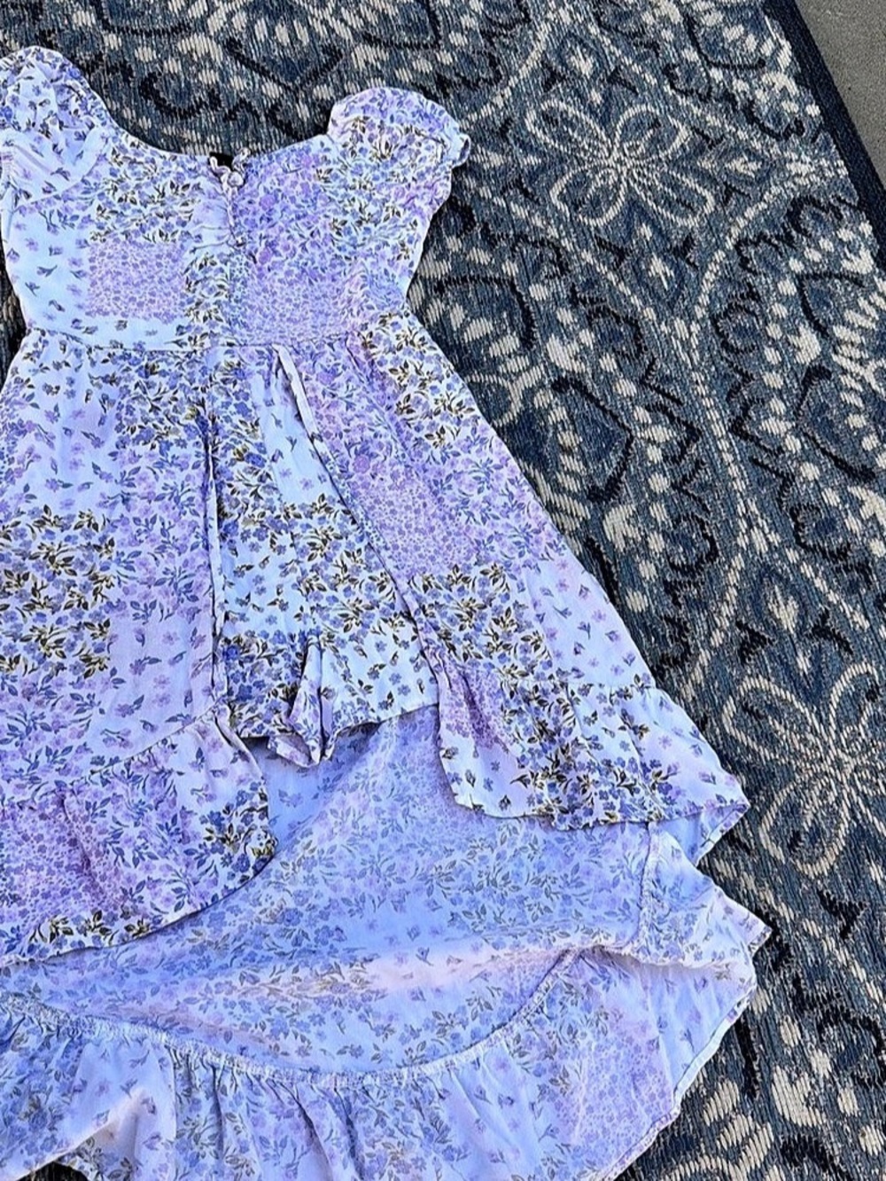 art class Floral High-Low Dress in Purple & Blue Girls Size Small